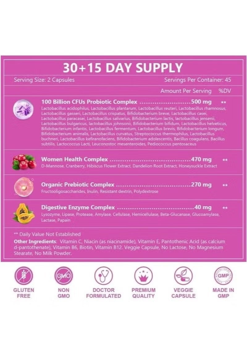 Probiotic Live Women's Immune Support Probiotic – D-Mannose, Cranberry & 31 Strains for Vaginal, Urinary & Digestive Health, Vegan Capsules - Image 2